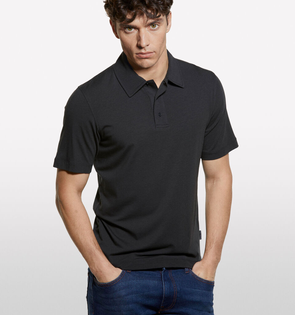 Black slim fit polo - men's polos - Black | Sisley image number 3